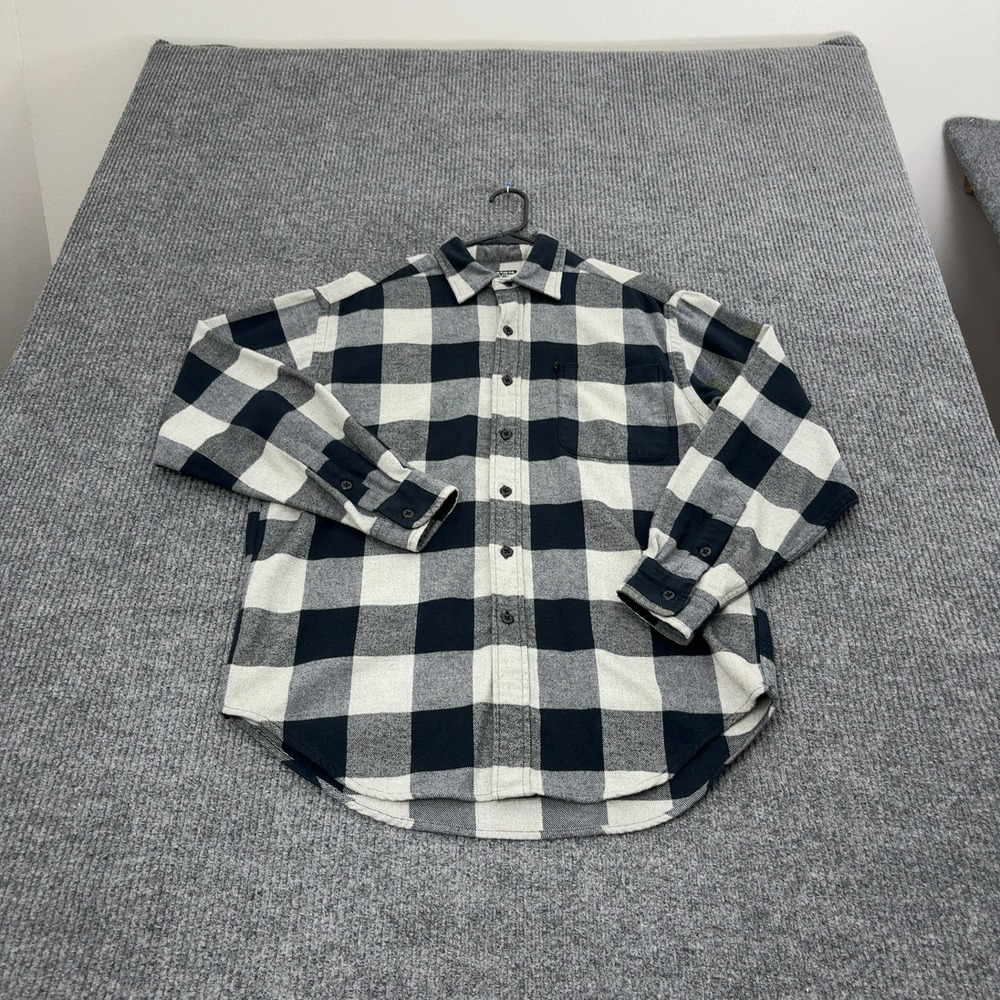 Polo Jeans Co Ralph Lauren Shirt Mens M Gray Cotton Buffalo Plaid Flannel Work